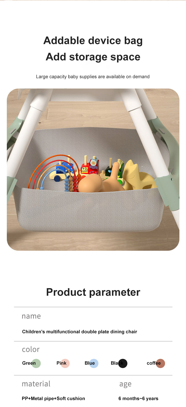 Baby High Chair - Light Green