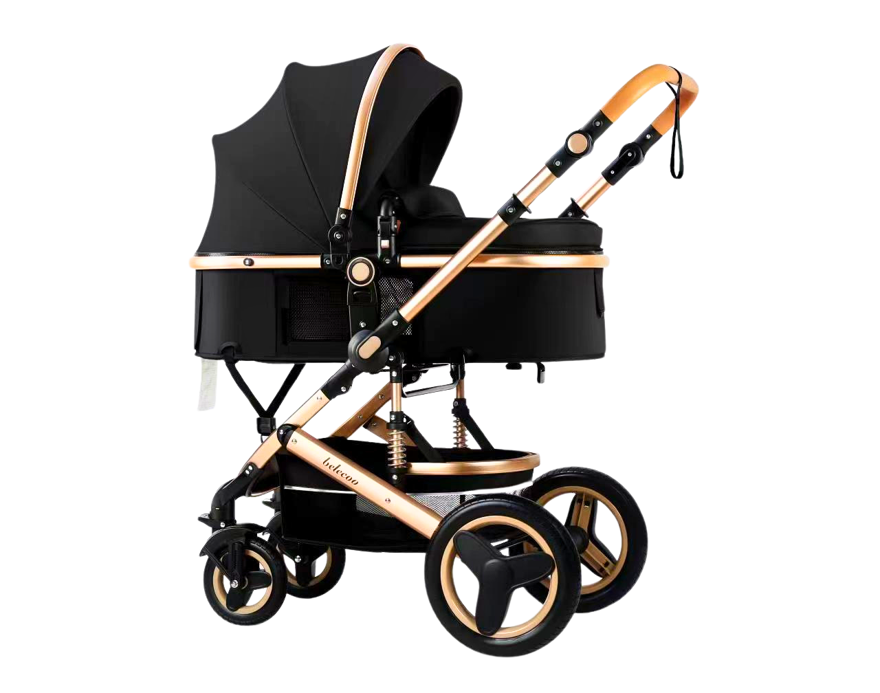2 in 1 Belecoo Stroller/Pram - Black