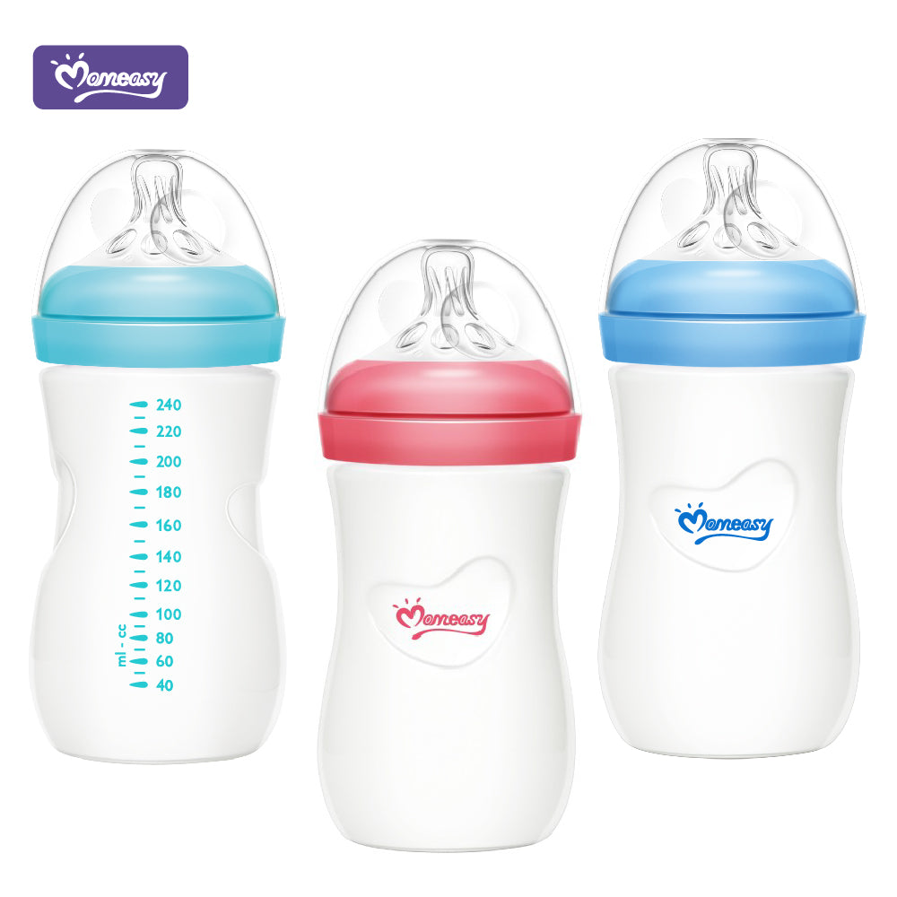 Momeasy 240ML Borosilicate Glass Wide-neck Feeding Bottle