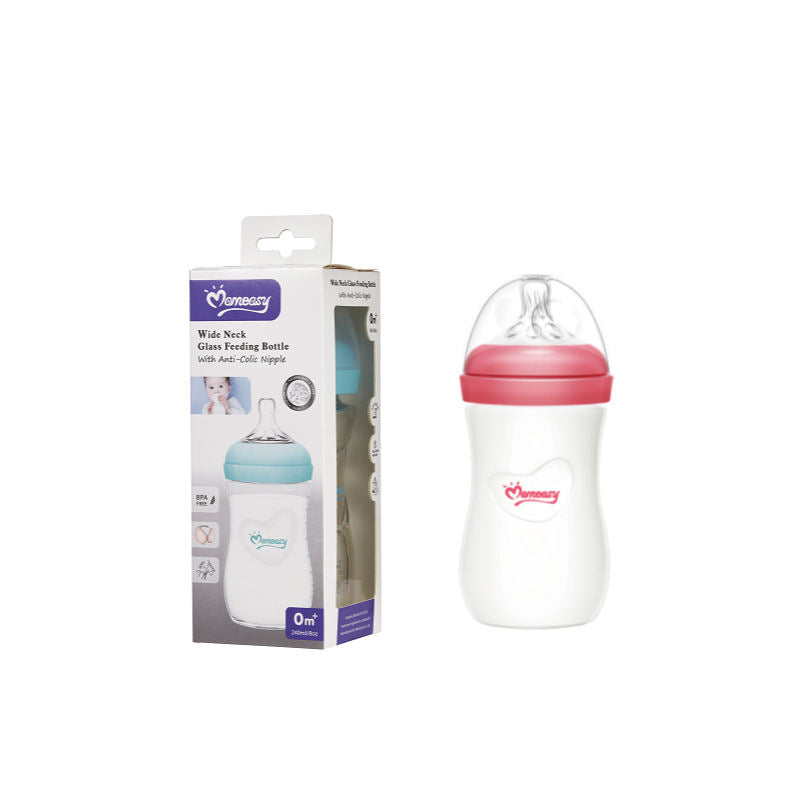 Momeasy 240ML Borosilicate Glass Wide-neck Feeding Bottle