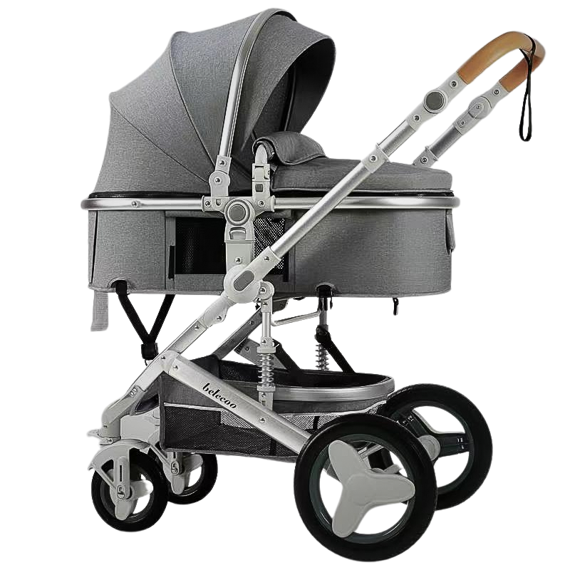 2 in 1 Belecoo Stroller/Pram - Grey